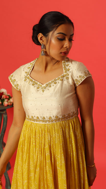 Yellow Kurta Anarkali Set