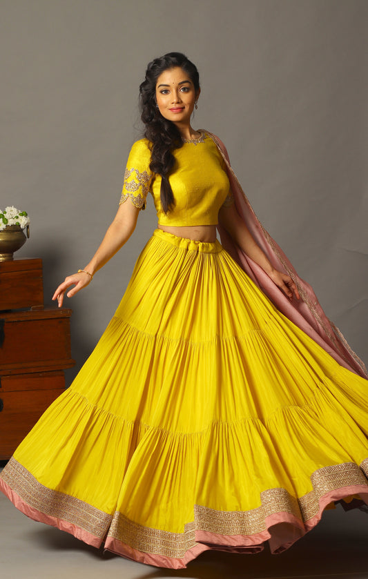 Mustard Yellow Tamara Layered Skirt Set