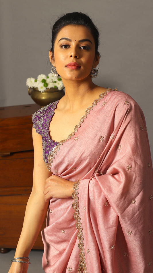 Onion Pink Tamara Saree Set