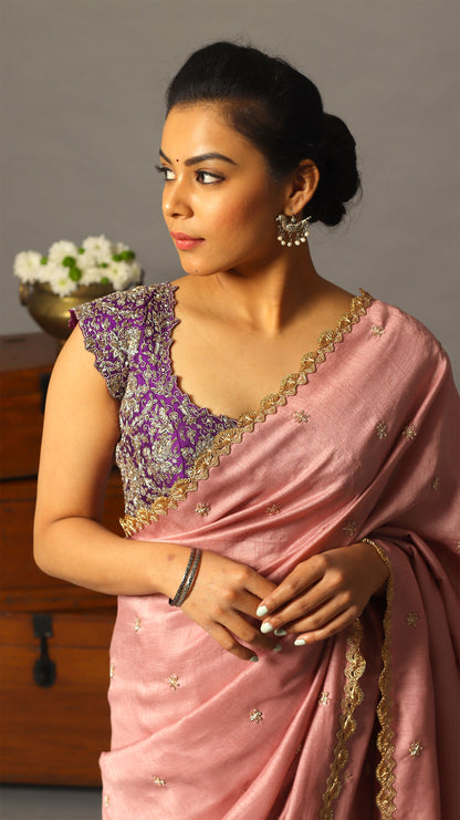 Onion Pink Tamara Saree Set