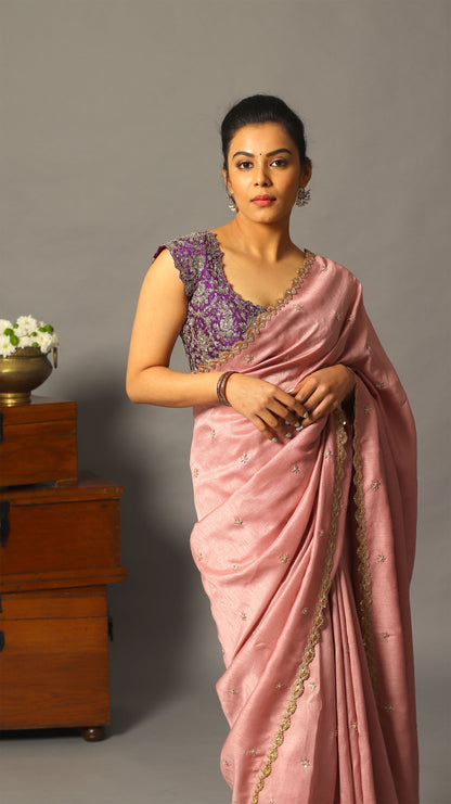 Onion Pink Tamara Saree Set