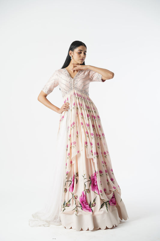 Blush Peonia Overlay Skirt Set