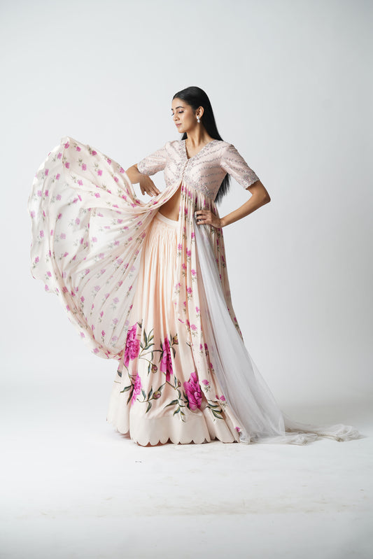 Blush Peonia Overlay Skirt Set