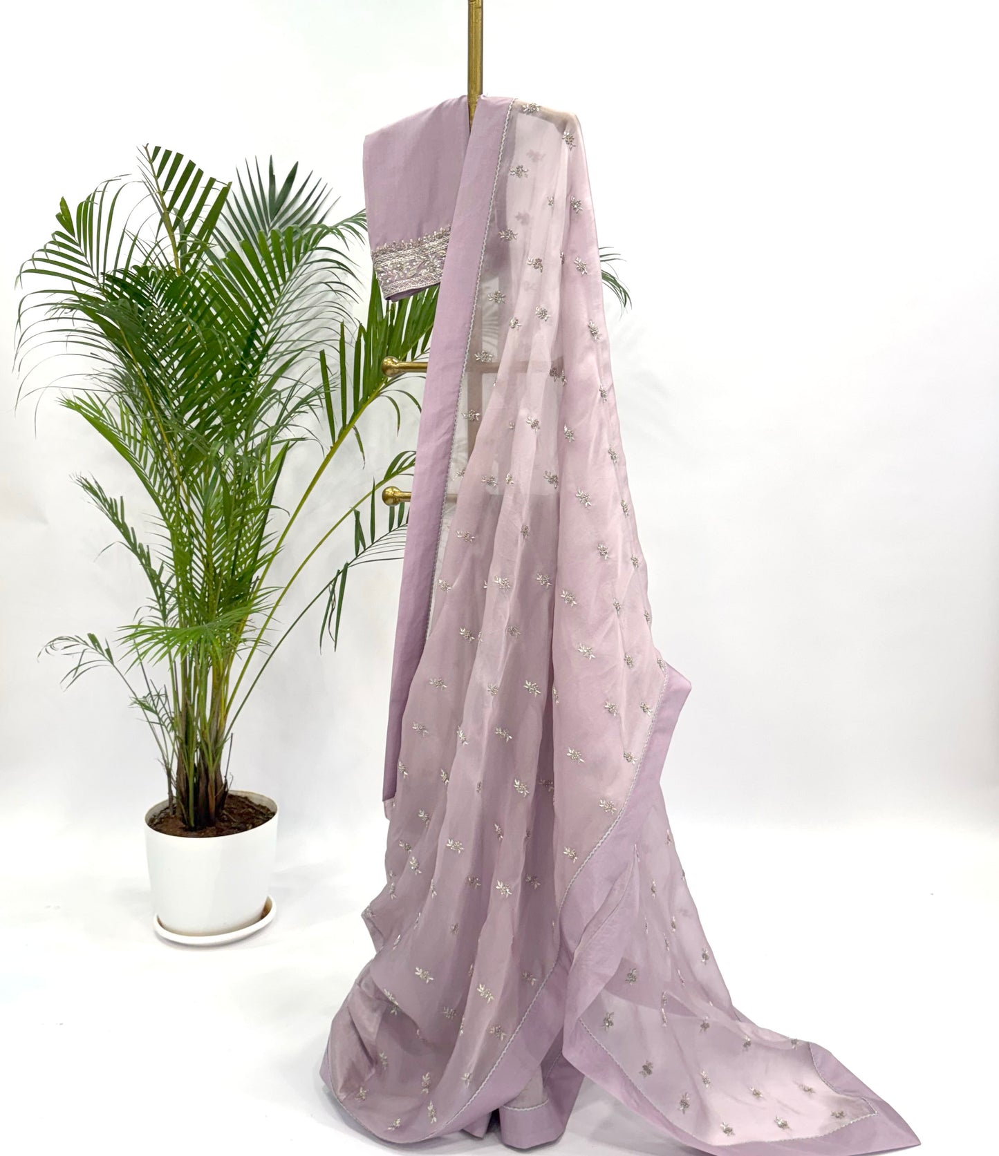 Lilac Small Flower Small Flower half and half saree