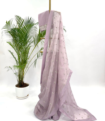 Lilac Small Flower Small Flower half and half saree