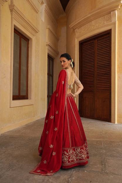 Red Tamara Lehenga