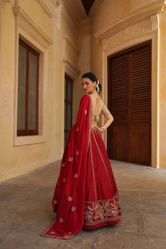 Red Tamara Lehenga