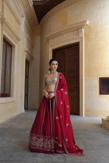 Red Tamara Lehenga