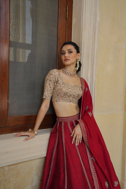 Red Tamara Lehenga