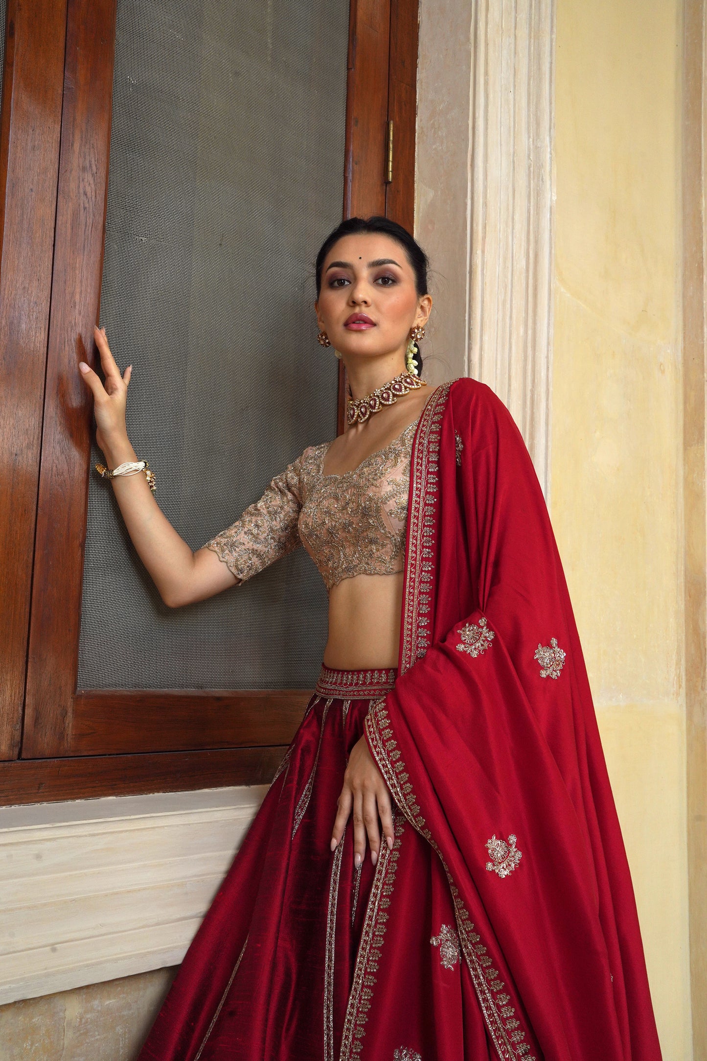 Red Tamara Lehenga