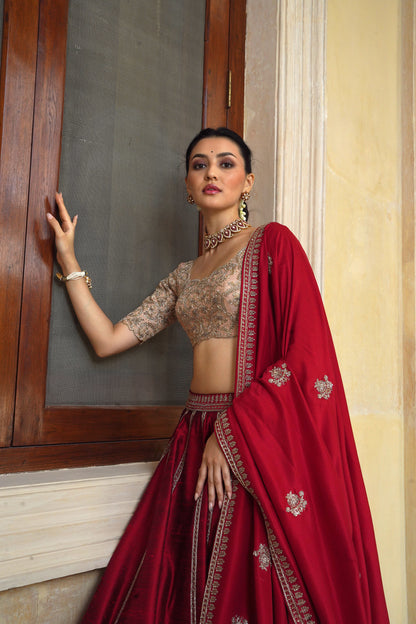 Red Tamara Lehenga