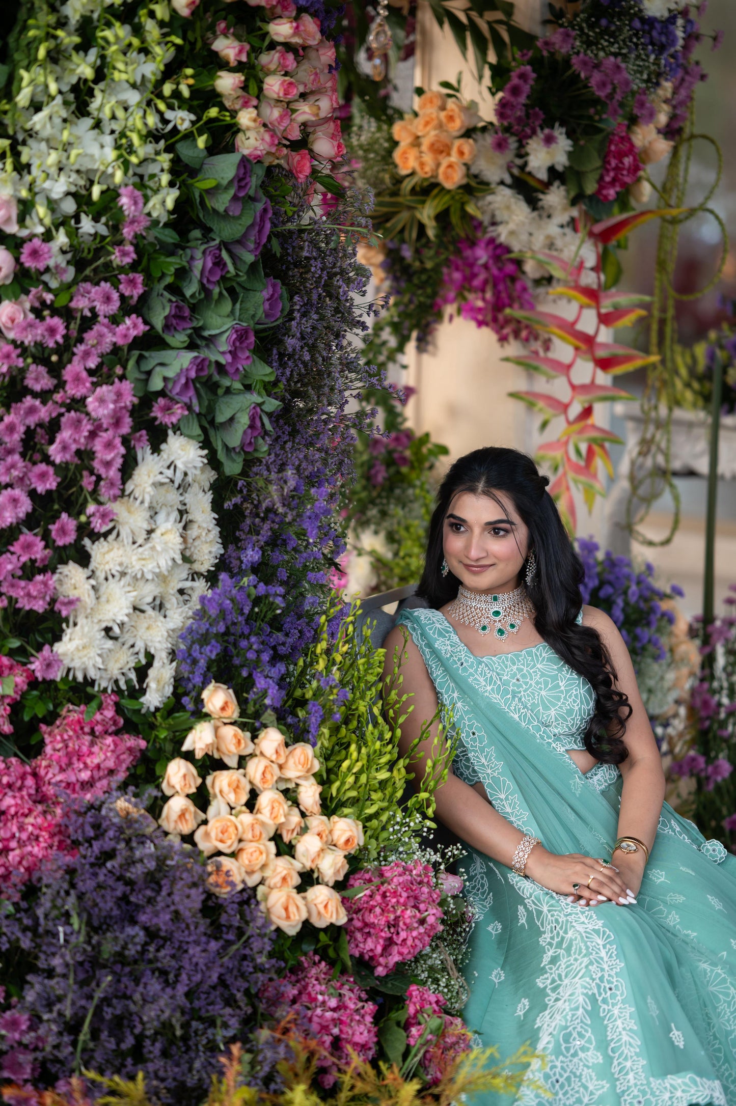 Sea Green Pearl Embroidered Lehenga Set
