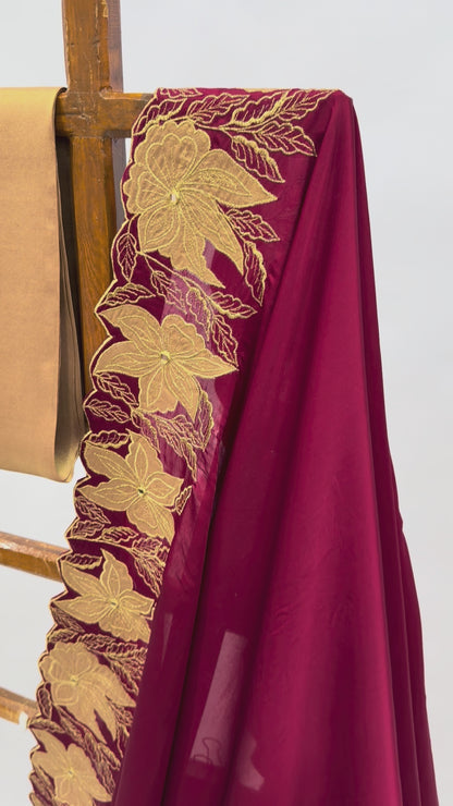 MAROON RED ZARI VT BORDER SILK SAREE