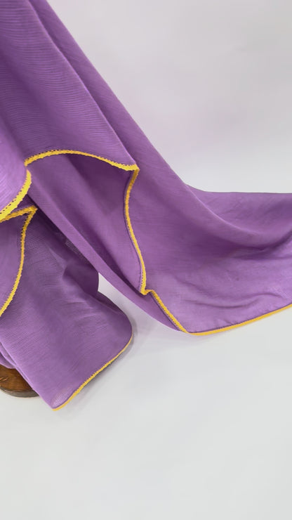 LAVENDER KOTA SAREE WITH YELLOW LACE