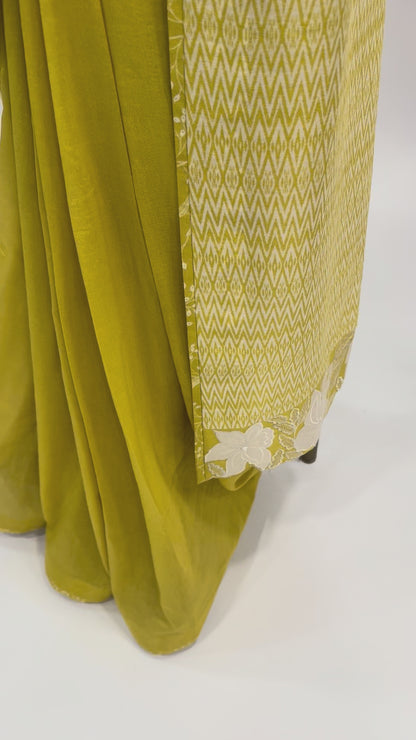 YELLOWNSTRIPES SOFT SILK VT PALLU BORDER SAREE
