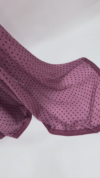 OLDROSE POLKA DOTS CHINNON SAREE WITH LACE