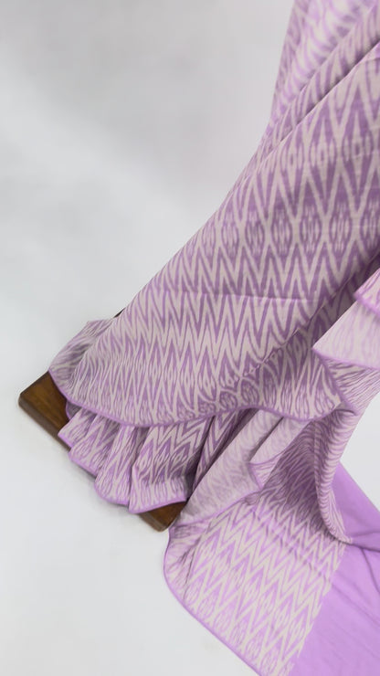LAVENDER STRIPES MUL CHANDERI SAREE