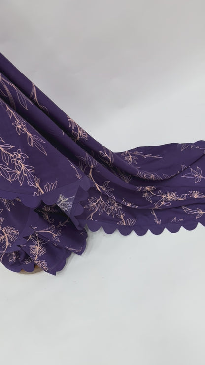 PURPLE FOLIOLE OT SOFTSILK FABRIC SCALLOP SAREE