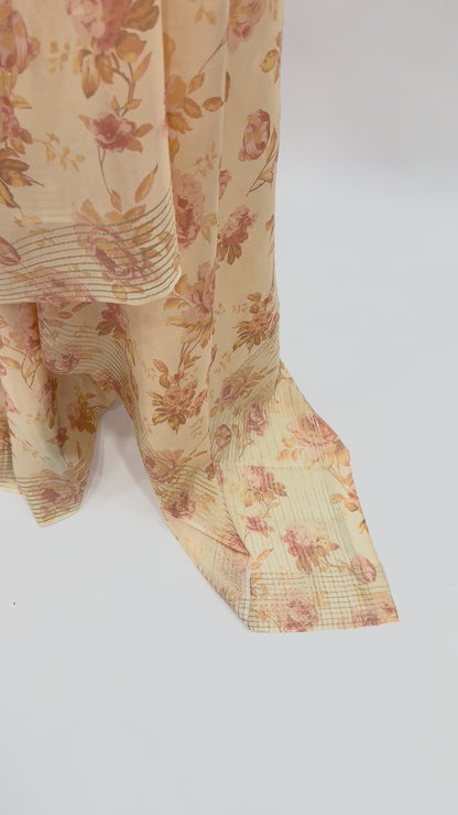 MUSKMELON SINGLE FLOWER BUNCH CREPE SILKS SAREE
