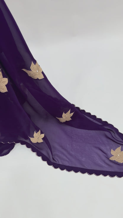 PURPLE ZARI VT MOTIFS ORGANZA SAREE