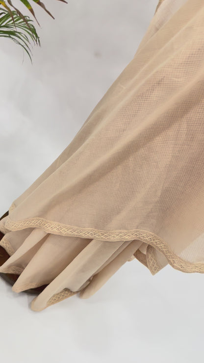 OFFWHITE KOTA SARE WITH FLORAL BLOUSE FABRIC