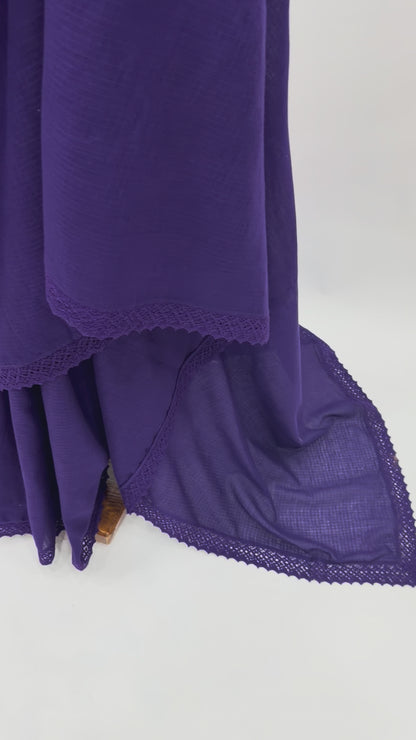 PURPLE KOTA SAREE WITH FOLIOLE BLOUSE FABRIC
