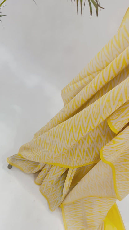 Yellow Stripes Mul Chanderi Saree