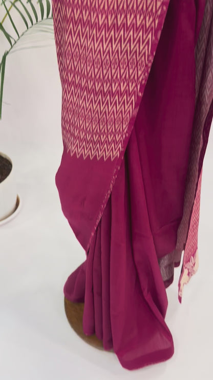 MAROON STRIPES SOFT SILK VT PALLU BORDER SAREE