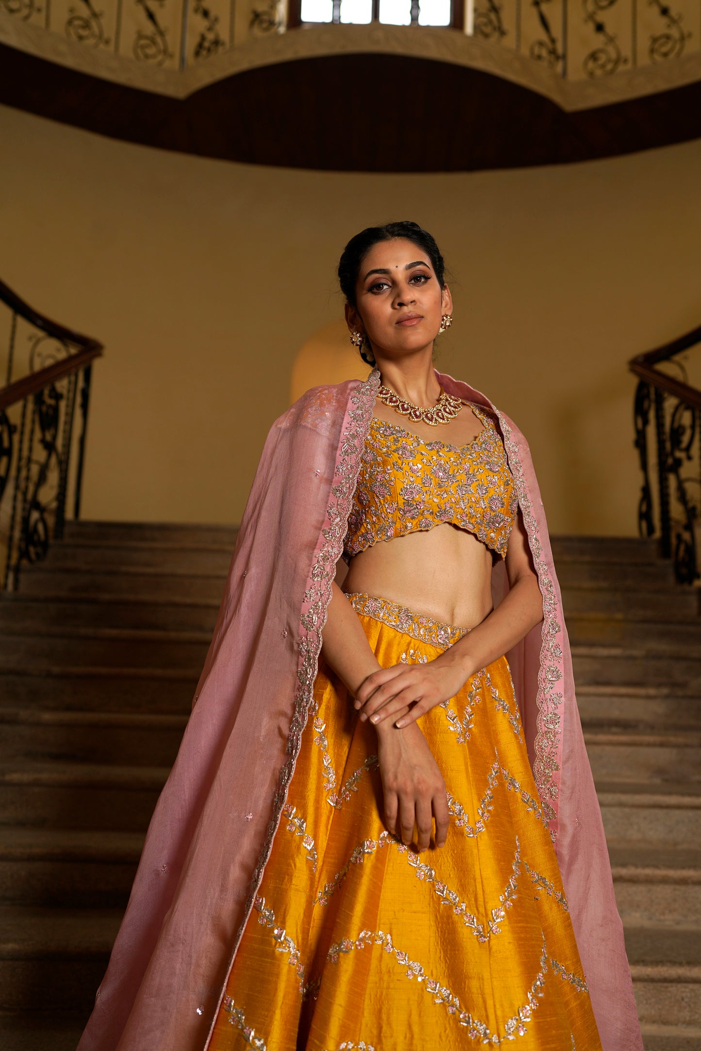 Yellow Peonia Lehenga